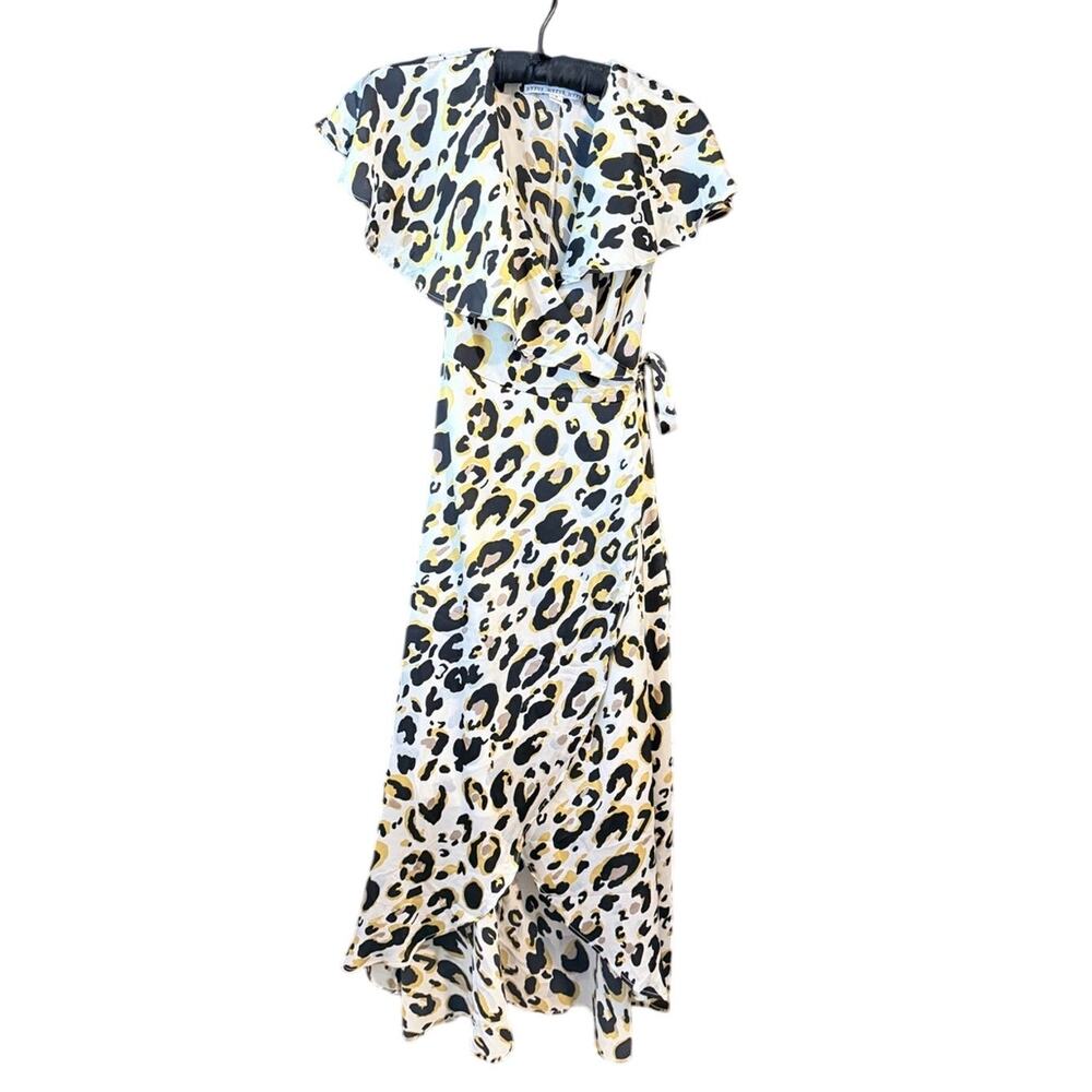 HYFVE White Leopard Print Wrap Maxi Dress with Yellow Spots